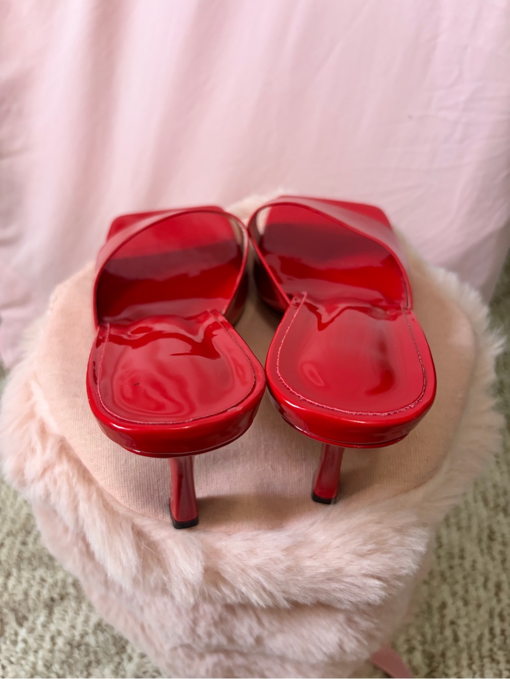 NWOT Red Patent Square-Toe Slide Heels - Women size 42 - Picture 2 of 6